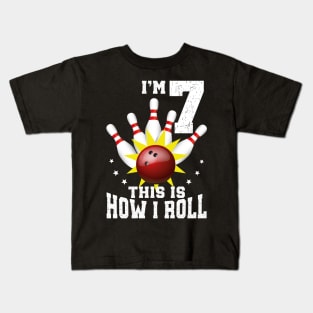 Bowling 7th Birthday Bday Party Kids 7 years Old Bowler Kids T-Shirt